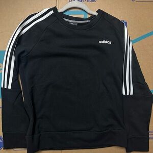 Adidas Black Crewneck Sweater with White Stripes. Size Medium Women